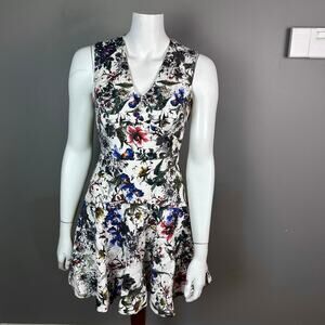 Rebecca Taylor dress size 0 bloomcore cotton white summer office party3